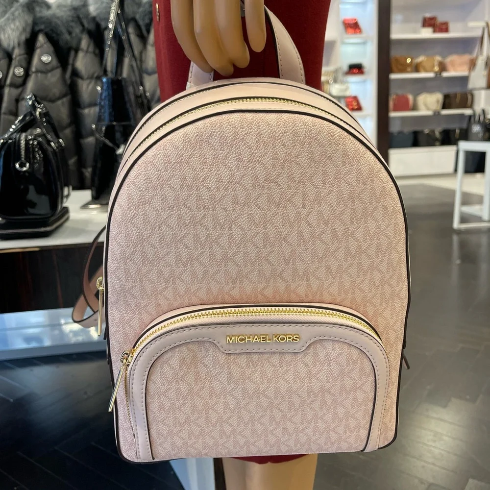 MICHAEL KORS Jaycee Medium Signature Logo Backpack POWDER BLUSH NWT